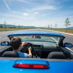 Driver performing controlled braking on a quiet road